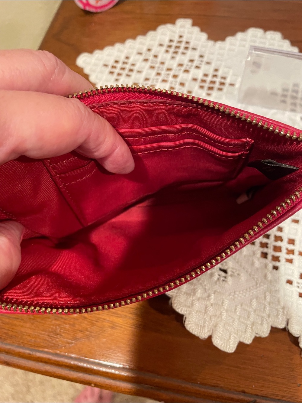 Coach Brown Signature Wristlet with Red Trim - Picture 5 of 5